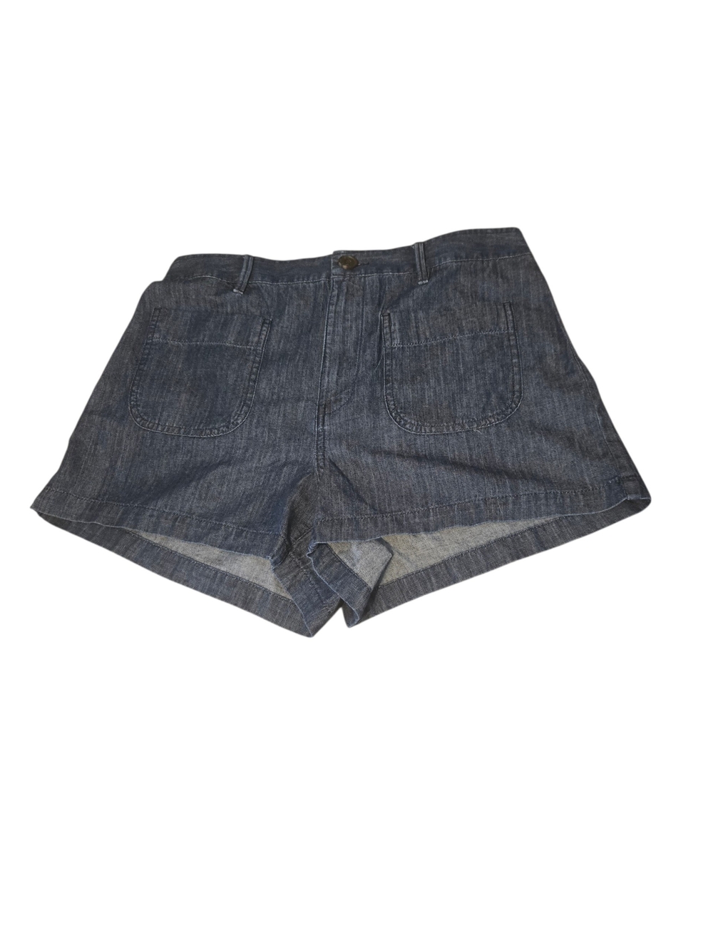 High-Rise Denim-Style Jean Shorts in Dark Blue